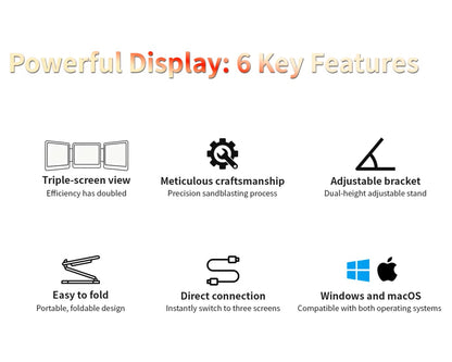 TriDeskPro™ Foldable Triple-Screen Workstation