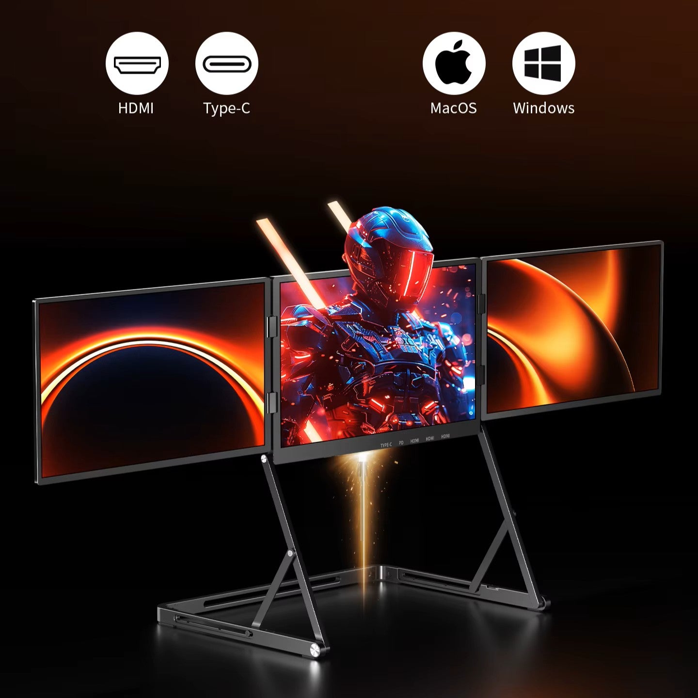 TriDeskPro™ Foldable Triple-Screen Workstation